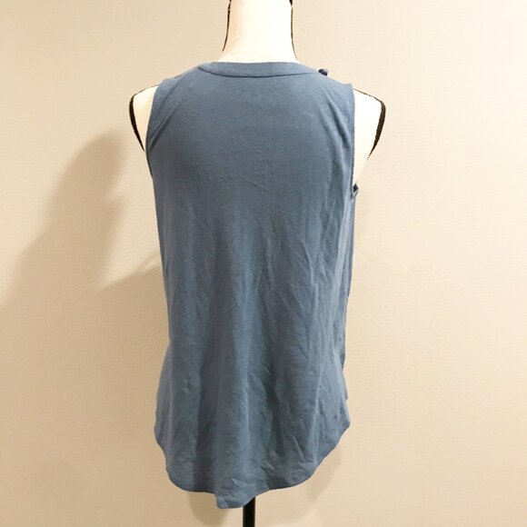 LOFT NWT Blue Ruffle Lace Up Shell Tank Top Blouse Womens XS - Picture 2 of 9